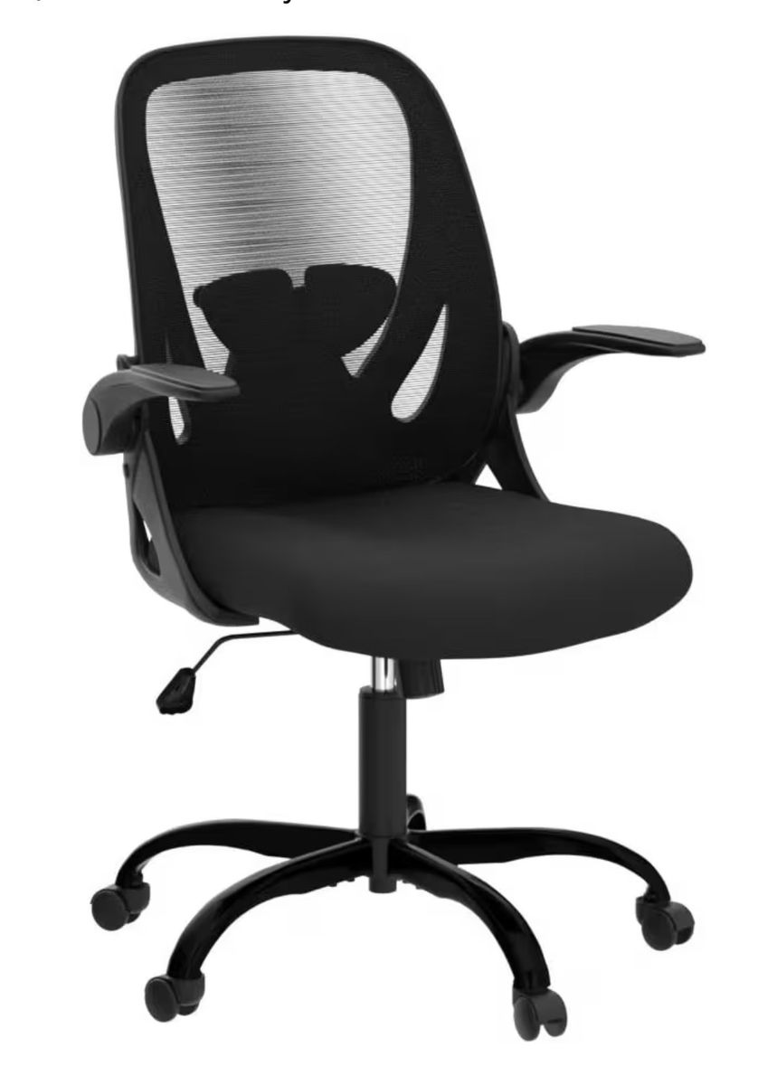 Black Ergonomic Mesh Office Chair with Flip-Up Arms and 120° Tilt