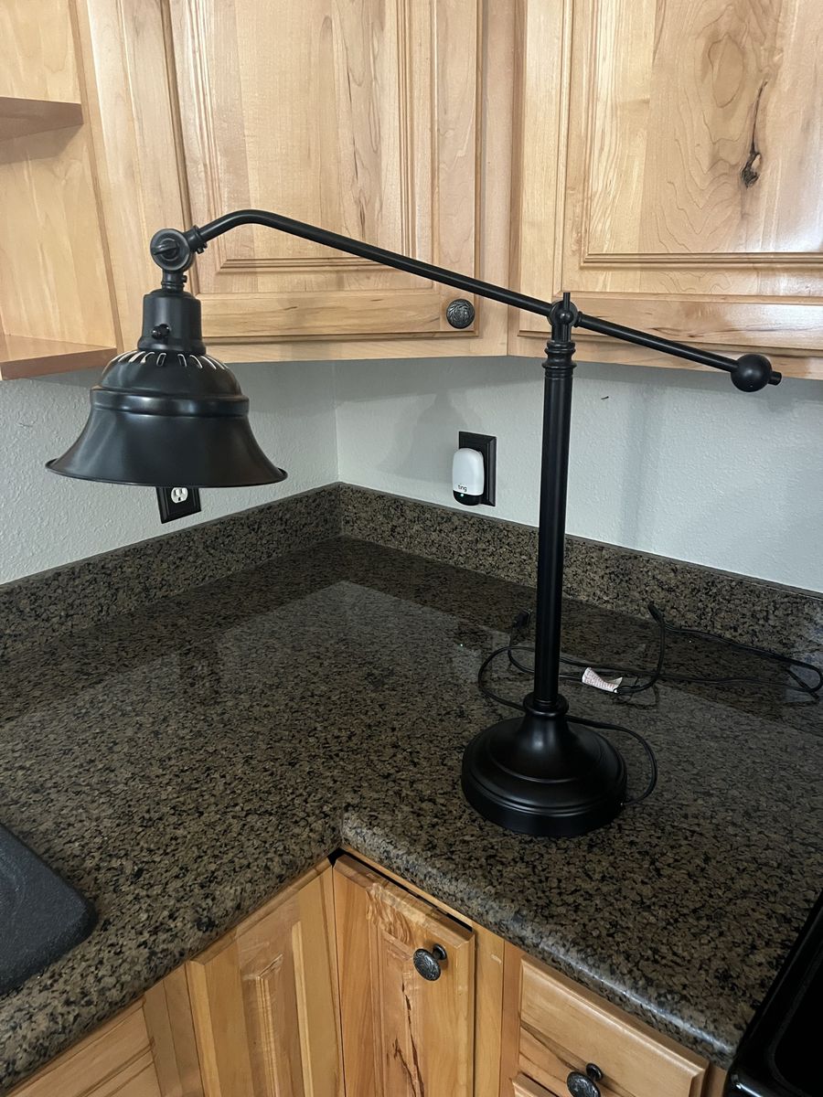 Industrial Matte Black Adjustable Desk Lamp with Swing Arm and Counterweight