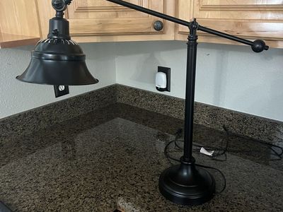 Industrial Matte Black Adjustable Desk Lamp with Swing Arm and Counterweight