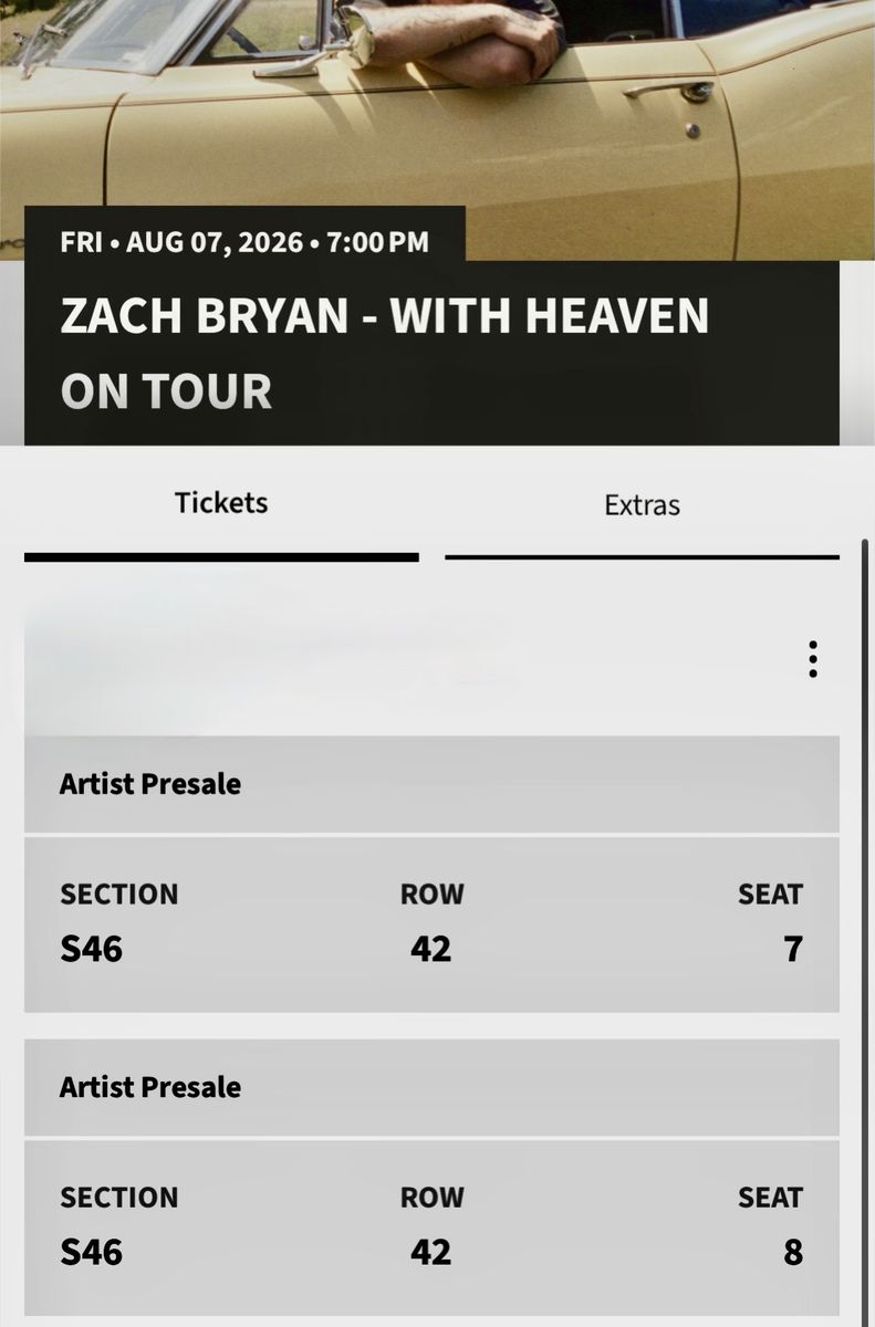 Zach Bryan tickets (2)
