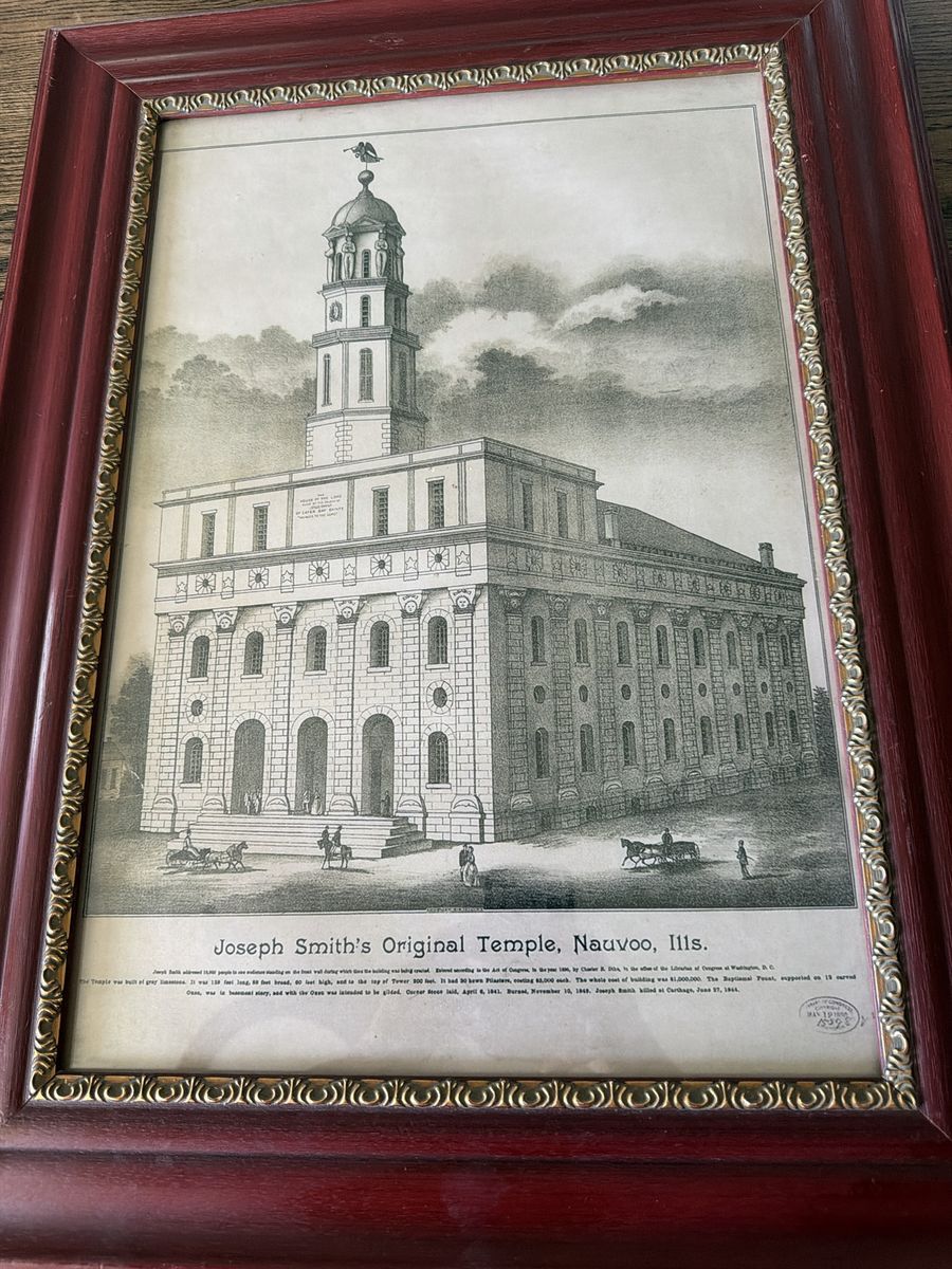 Framed Lithograph of Joseph Smith's Original Temple Nauvoo Ills 14X20