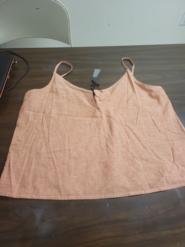 Cotton On Orange Linen Blend Tank Top, Women's Size Large