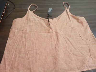 Cotton On Orange Linen Blend Tank Top, Women's Size Large