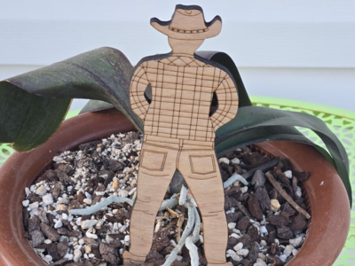 Plant Stake-Peeing Cowboy