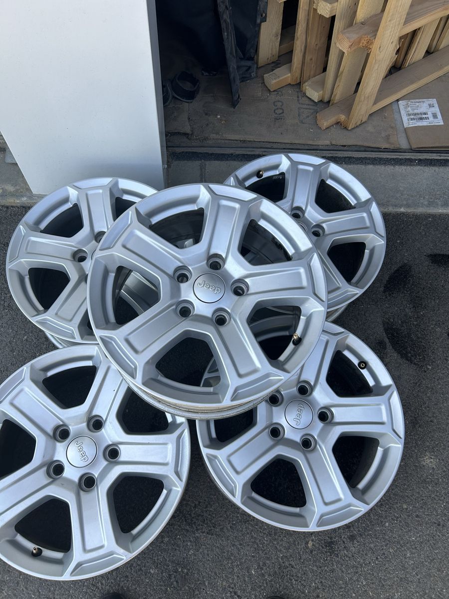 Jeep OEM 5-Spoke Silver Alloy Wheels Rims Set