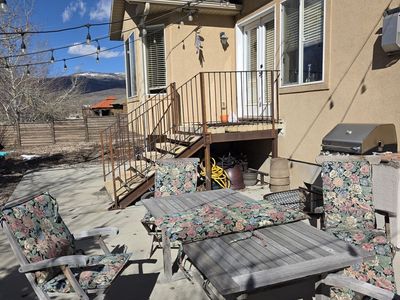 Teak Table and 4 Folding Chairs
