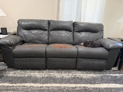 Power Reclining Leather Couch & Loveseat - Both Work - $10 OBO