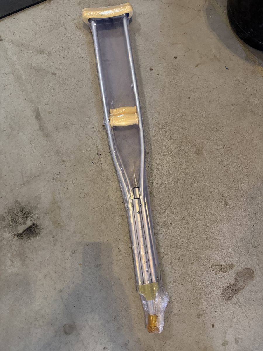 Adjustable Aluminum Crutches with Yellow Cushioned Underarm Pads and Handgrips