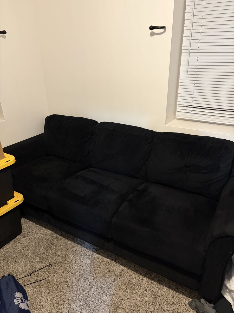 *Great Condition* Black Fabric Loveseat and Sofa Set