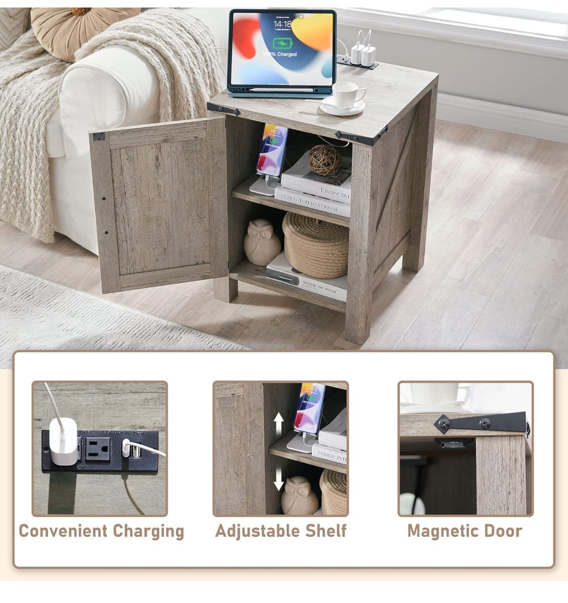 NEW OKD Nightstand with Charging Station