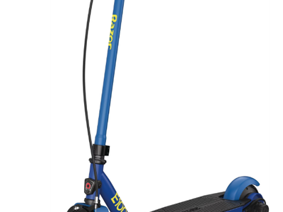 Brand new Razor Black Label E100 Electric Scooter – Blue, up to 10 mph, 8" Pneumatic Front Tire.