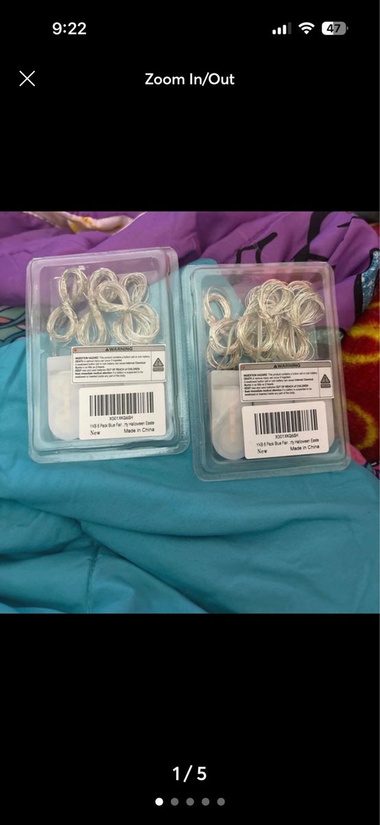 New YKB Set Of 10 Blue Fairy String Lights, Battery Operated