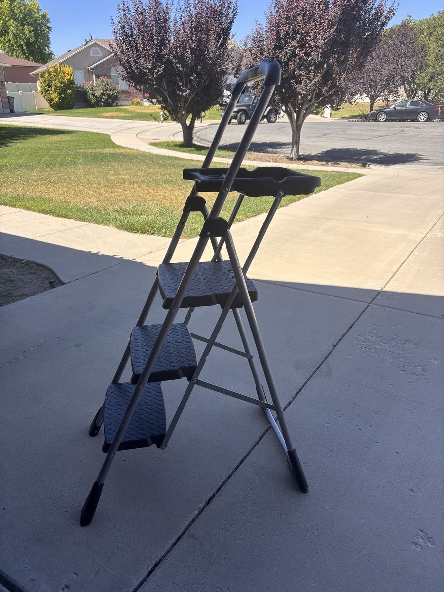 Cosco 3-Step Folding Step Stool with Project Tray - Gray/Black
