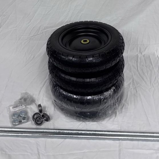 Set of 4 - 13” Flat-Free Utility Wheels w/ Axles & Hardware
