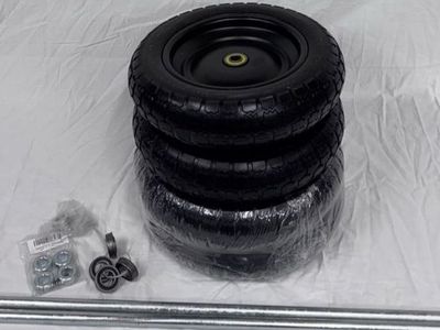 Set of 4 - 13” Flat-Free Utility Wheels w/ Axles & Hardware