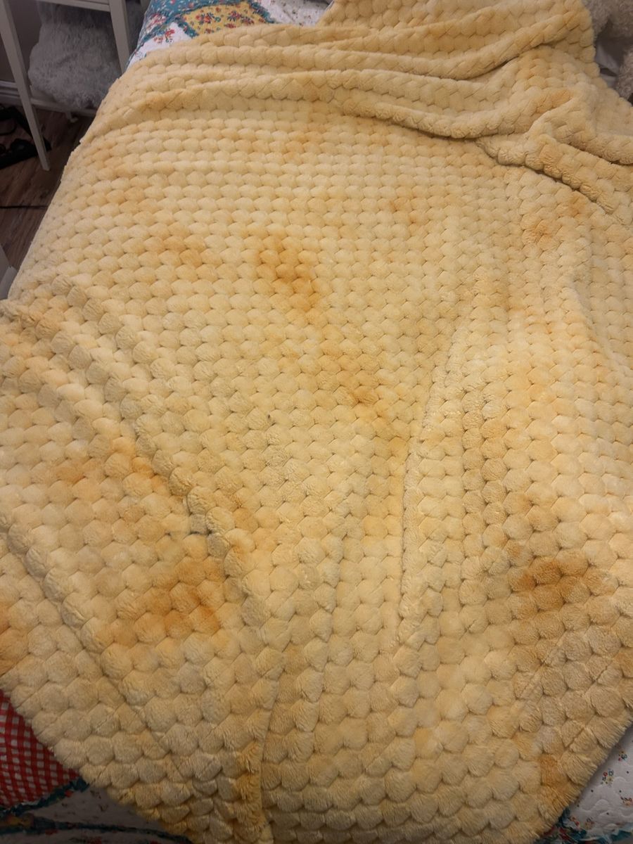 Yellow minky blanket/ honeycomb shape print