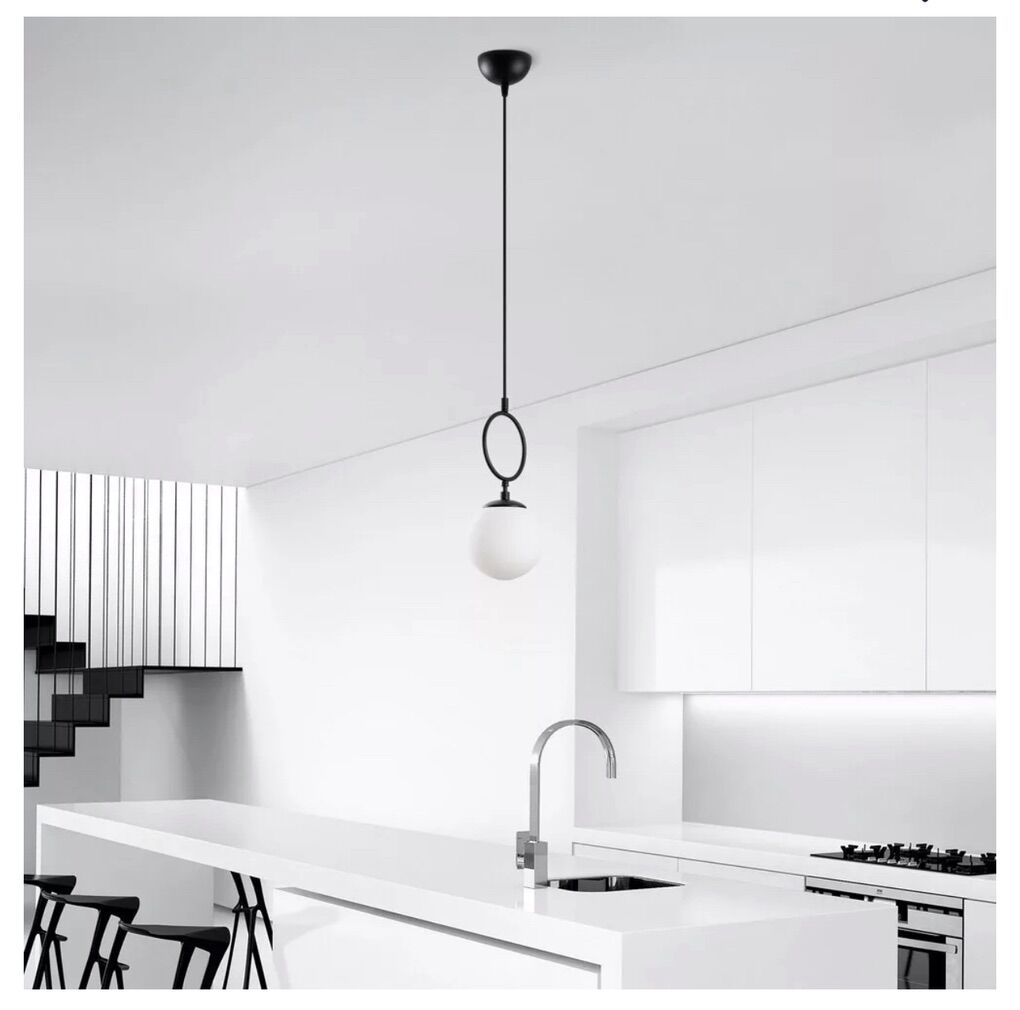 Single Sphere Black & White Light Pendant