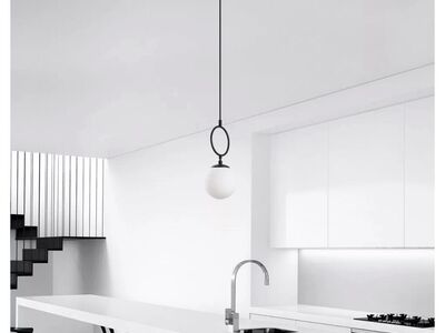 Single Sphere Black & White Light Pendant