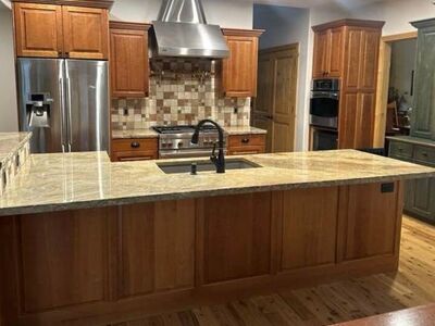 Cherry Kitchen Cabinets & Quartz Countertop