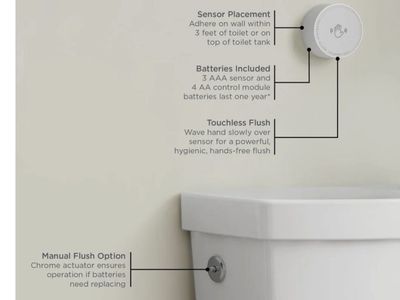 American Standard Cadet touchless flush 1.28 GPF 2 piece elongated toilet.
