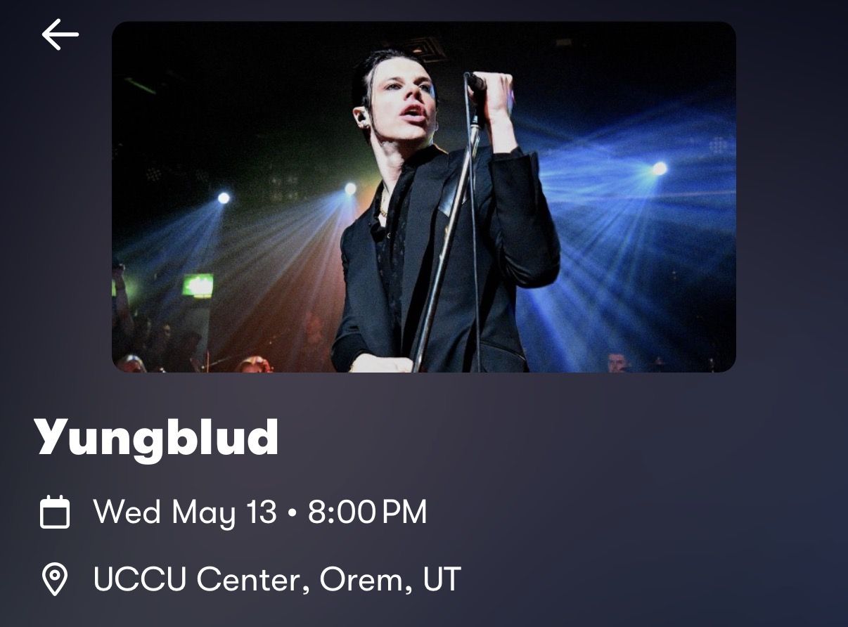 Yungblud, 2 seats May 13 UCCU Center Orem