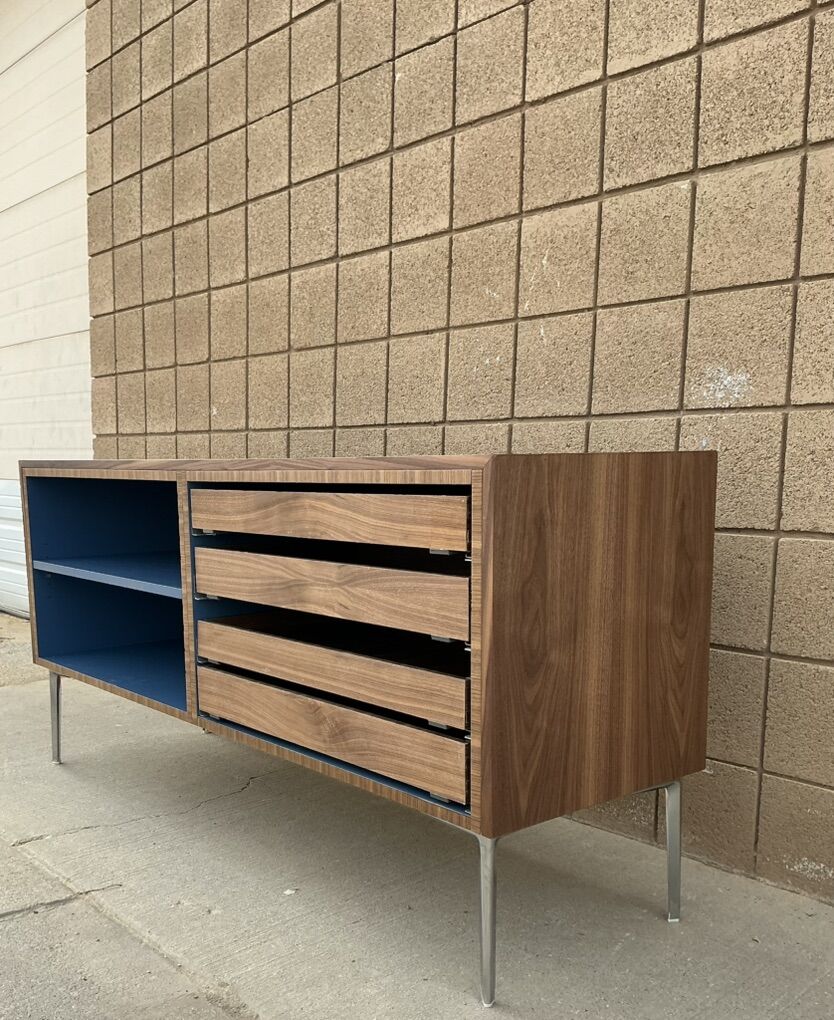 Custom Walnut Vaneer Credenza , Soft Close Drawers