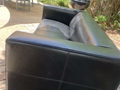 IKEA brown leather small sofa