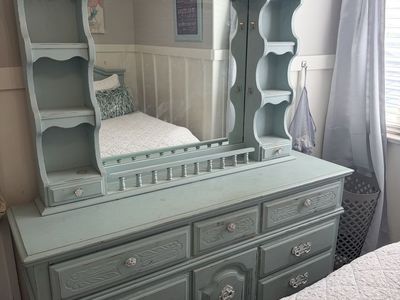 Blue Dresser With Mirror