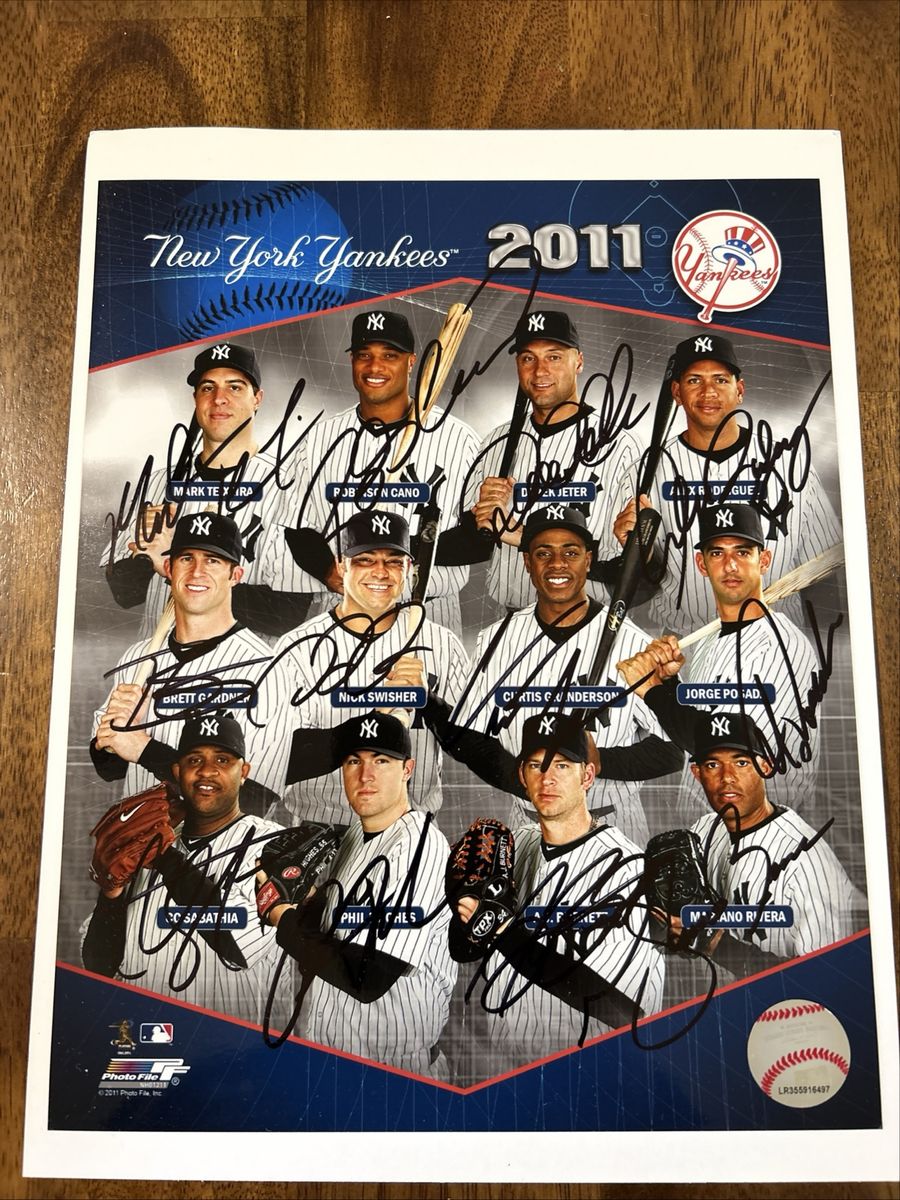 (8) Team Autograph New York Yankees Photograph Hand Signed by Derek Jeter, Alex Rodriguez, Mariano Rivera, J. Posada w/COA Auto