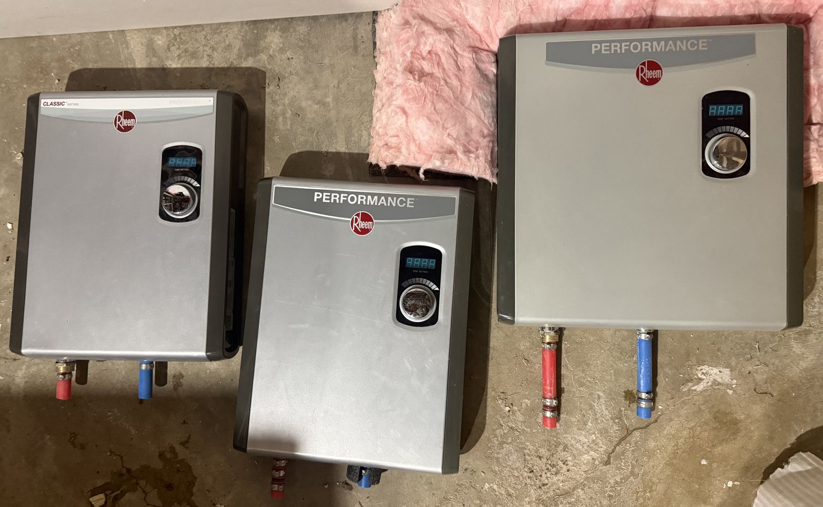 (3) Rheem Electric Tankless Water Heaters — 27kW + (2) 18kW