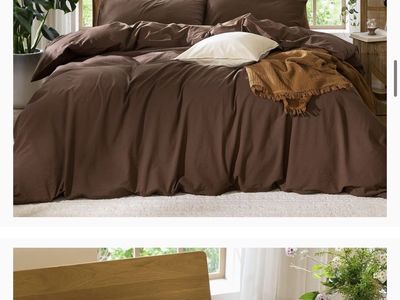 Queen Duvet Set Brown Cotton