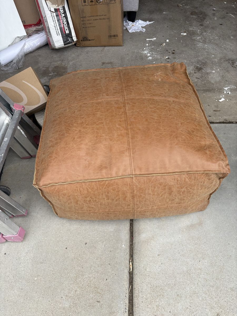 Leather Ottoman Pouf
