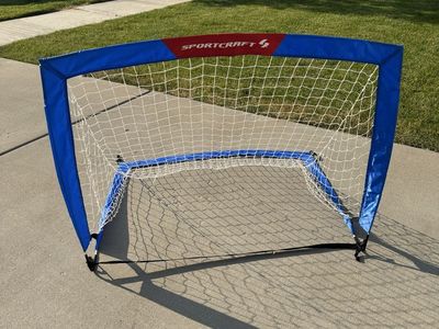 Sportcraft Portable Pop-Up Soccer Goal Set - 2 Blue & Red Training Goals for Kids