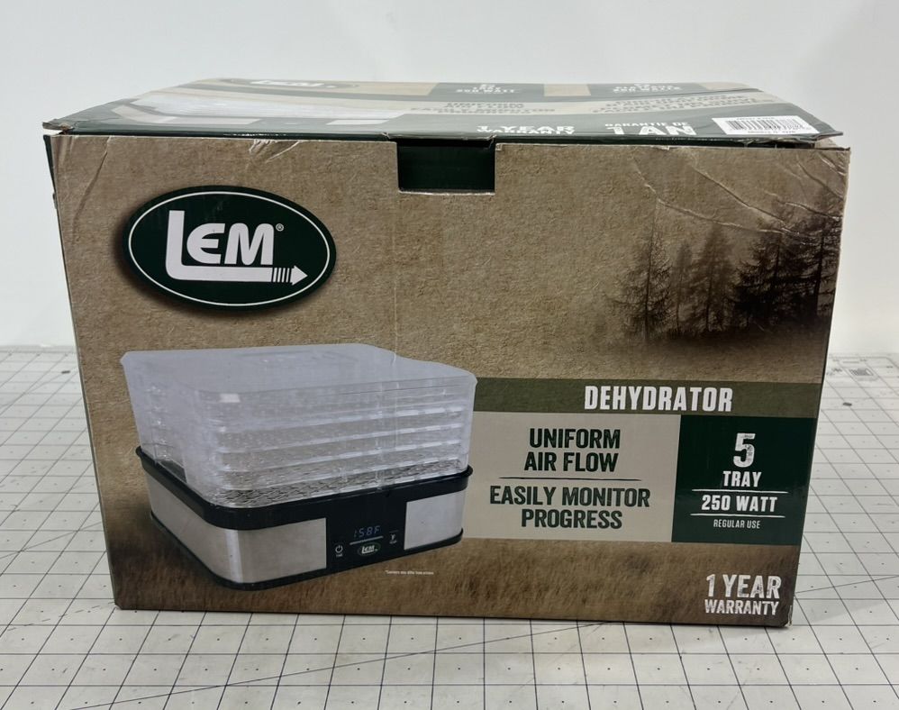 LEM 5-Tray Food Dehydrator With Uniform Airflow & Digital Controls 250 Watts new