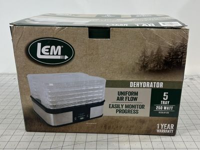 LEM 5-Tray Food Dehydrator With Uniform Airflow & Digital Controls 250 Watts new