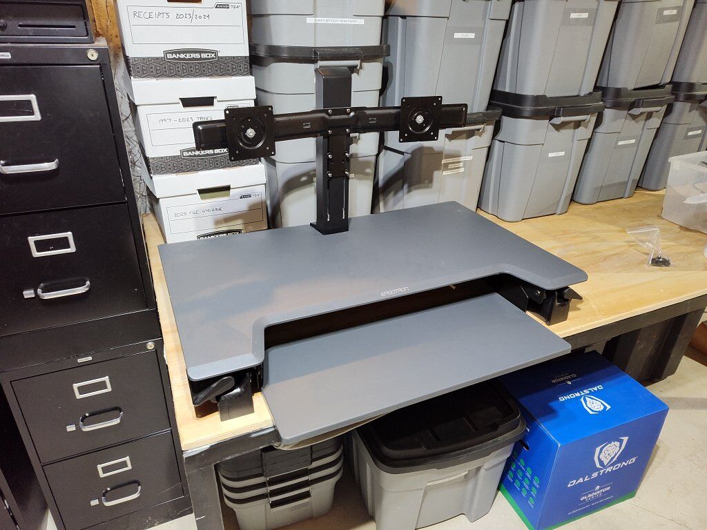 ergotron standing and sitting desk 2 monitor