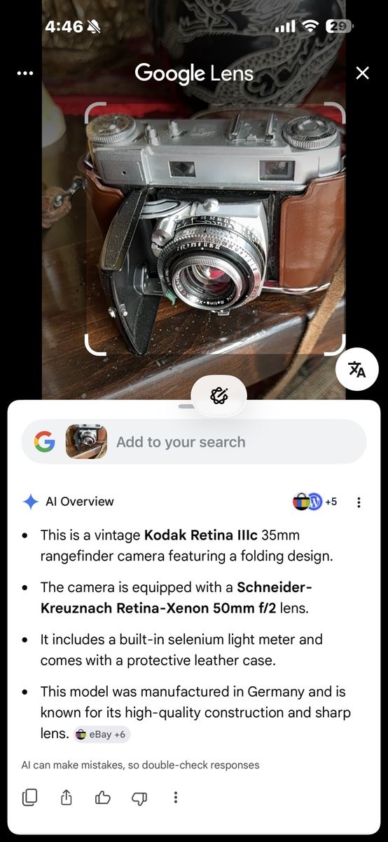 Vintage Kodak Retina IIIc 35mm Rangefinder Camera w/ Schneider-Kreuznach 50mm f/2 Lens & Case