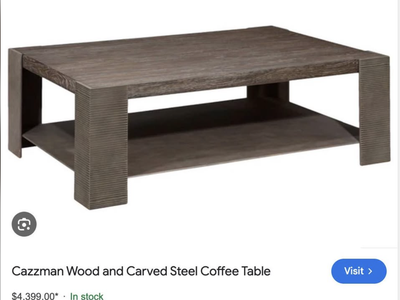 Custom Designer Coffee Table: Solid Wood & Hand-Carved Metal