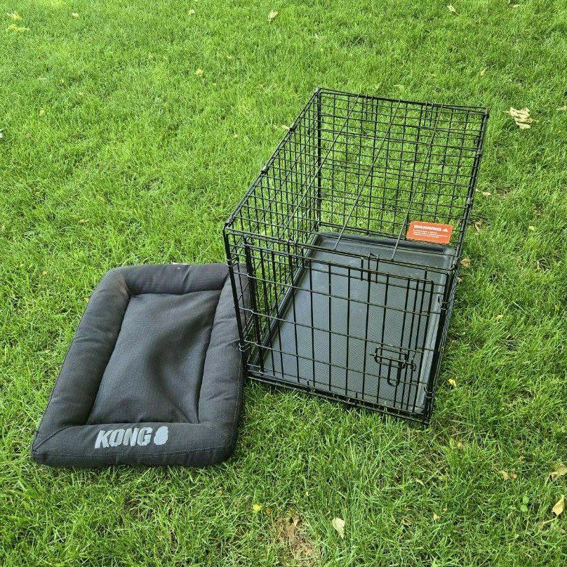 Small 24" Metal Dog Cat Kennel Crate Cage Folds Kong Pet Bed