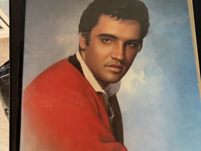 Vintage Elvis Presley 1986 Framed Poster- The King in Red Cardigan