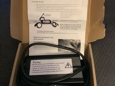 New Remington Solar Attic Fans 110V Adapter
