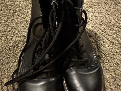 Dr. Martens off brand Black Leather Lace-Up Ankle Boots (Likely 1460 style)