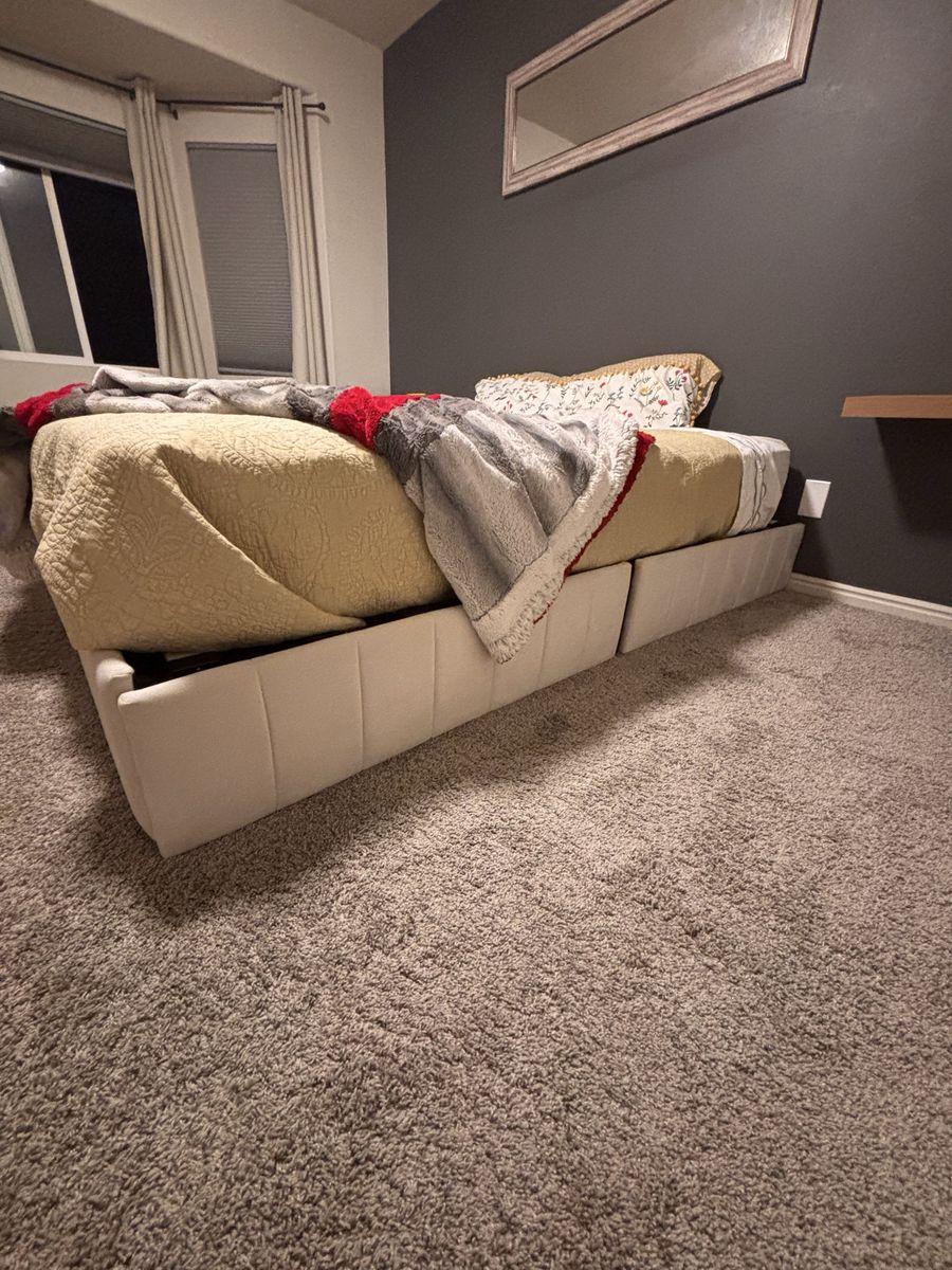 King Size Platform Bed Frame with Storage Drawers - Cream/Off-White