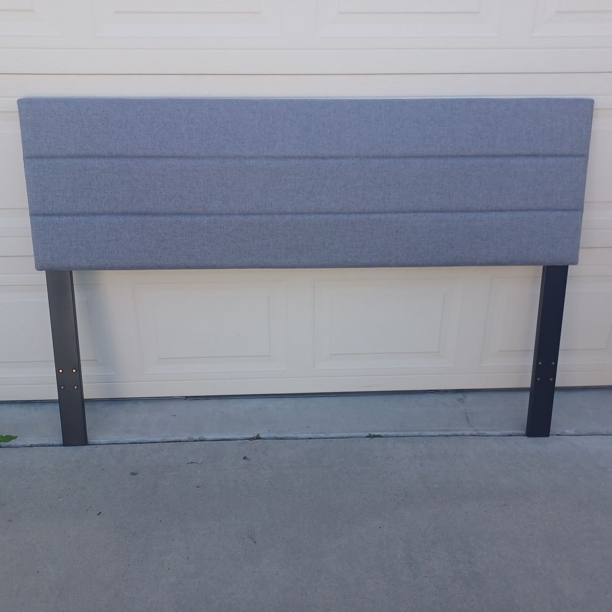 QUEEN Upholstered BLUE Linen Ajustable Height 3 Panel Headboard