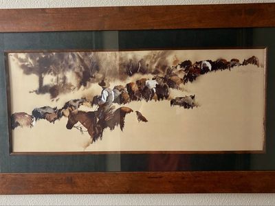Framed Western Art Print "Heading Up French Glen"