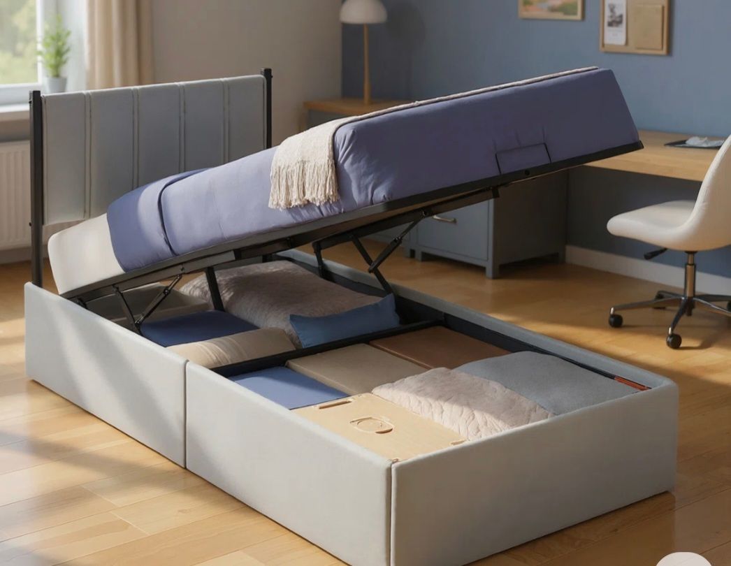 Twin Bed Frame with Hydraulic Lift Storage