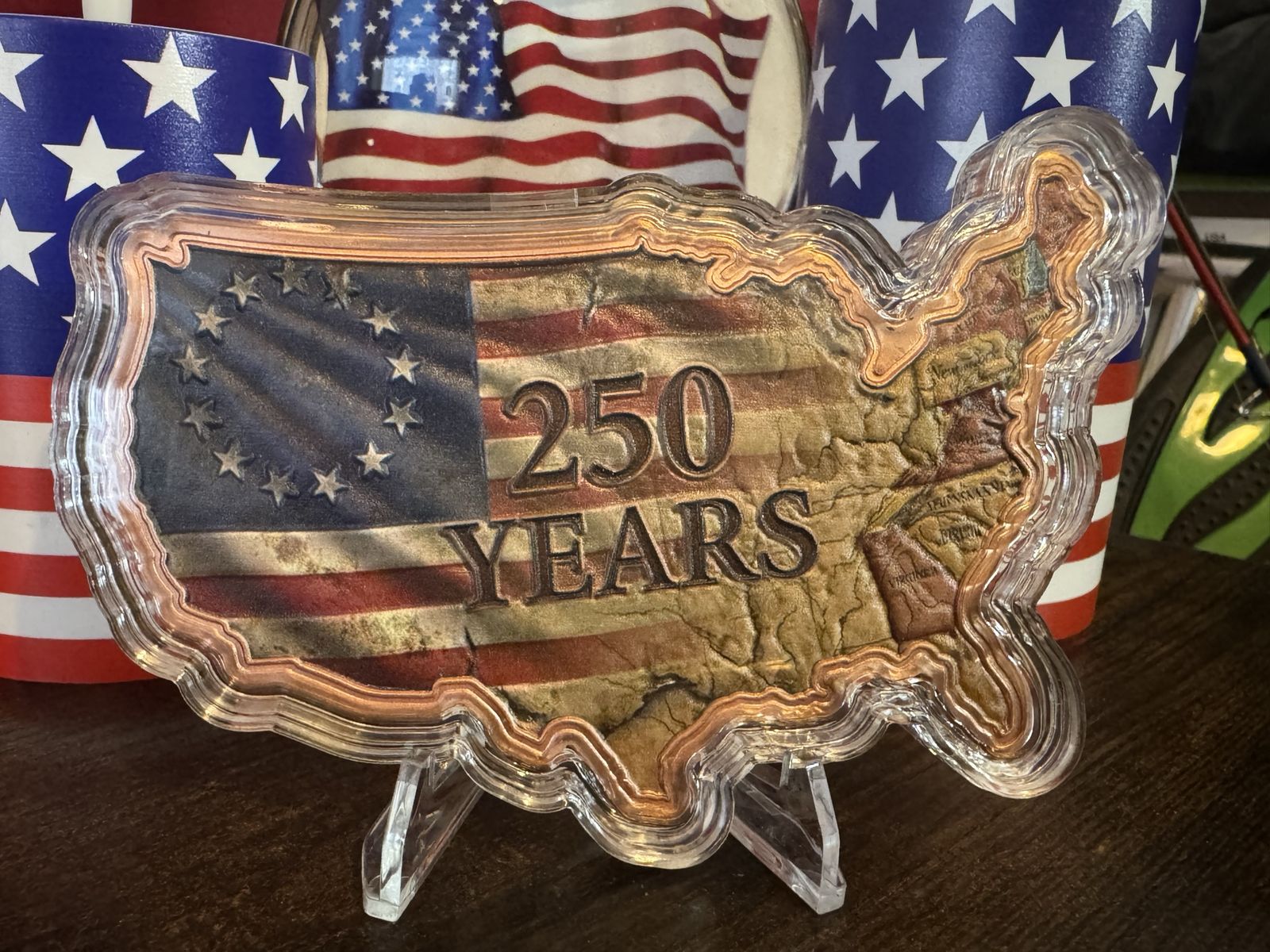 10oz .999 Copper - Commemorative "We the People" 250 Years United States Map Plaque