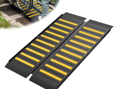 New 4FT Portable Wheelchair Ramp with Handle, Non-Slip Aluminum Ramps