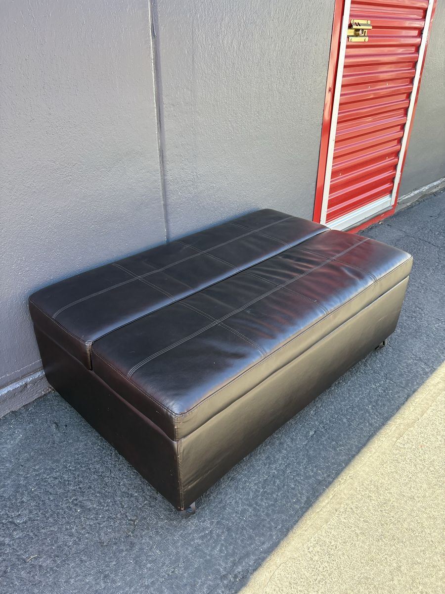 Convertible Sleeper Ottoman Bed w/ Mattress – Brown Faux Leather