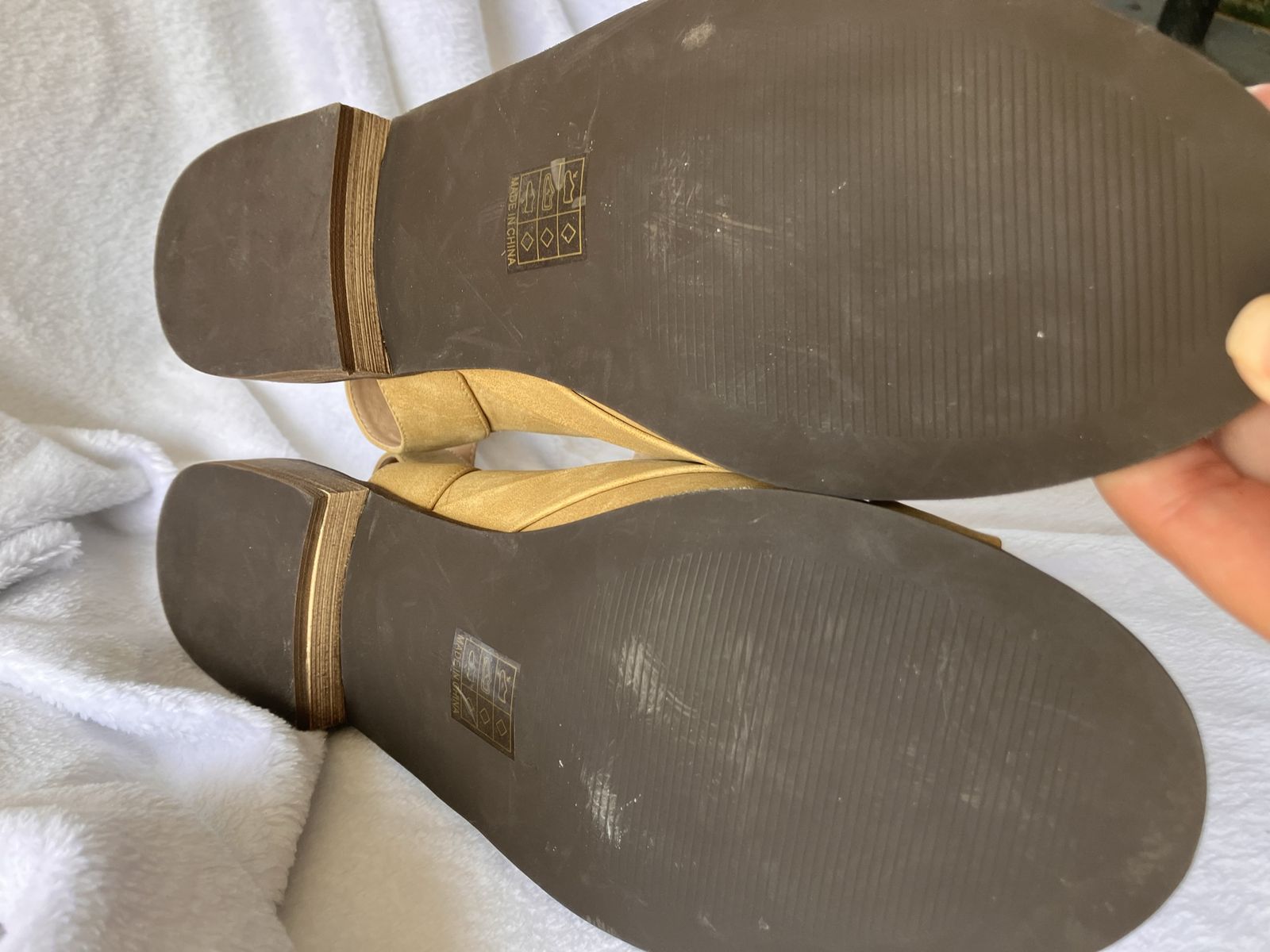 Beige Strap Sandals size 11, Open Toe Flat Sandals